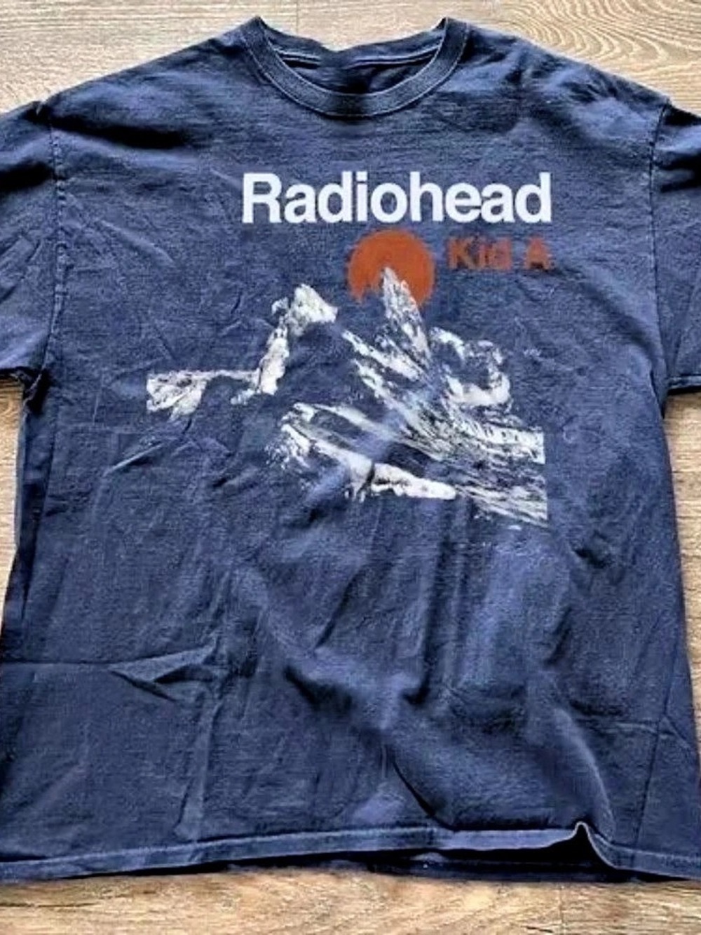 Radiohead Kid A Album Cover Graphic T-Shirt in Navy